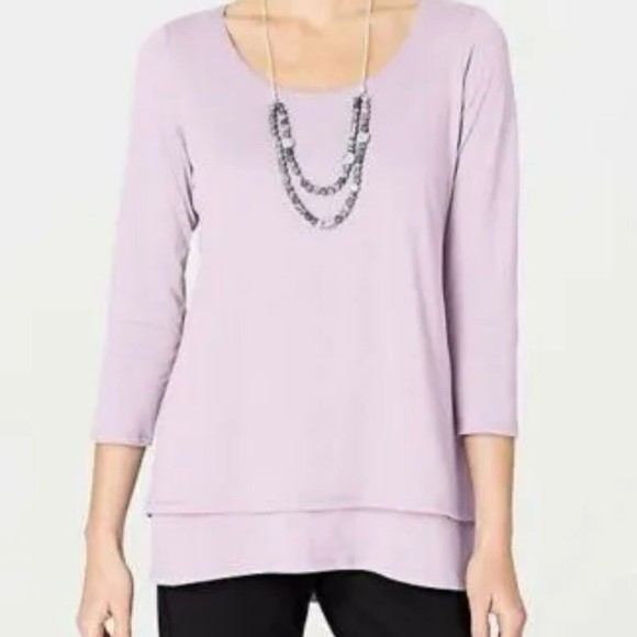 J. Jill Tops - J. Jill Pure Jill Top Petite's Size XS Elliptical Layered Lavender Split Back